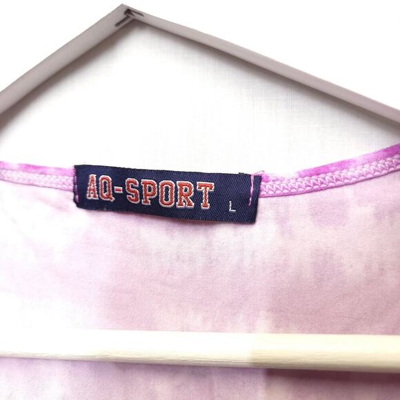 Aq Sport Crop Top Size L Tank Tie Dye Soft Stretchy Fuchsia Pink Festival Summer - Picture 3 of 4